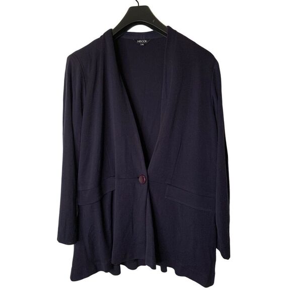 Misook Sweater Blazer Cardigan Jacket navy faux pockets women's size 2X - Picture 1 of 5